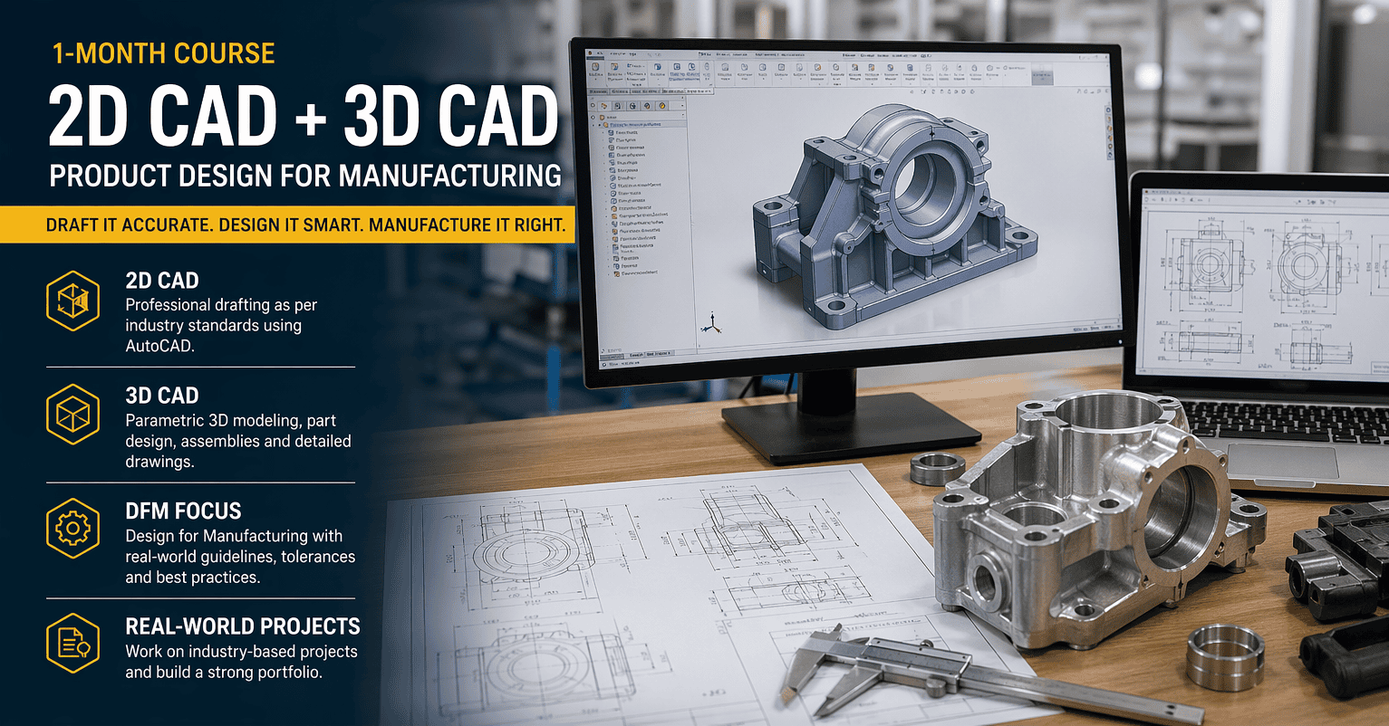 2D CAD + 3D CAD (Product Design for MFG)