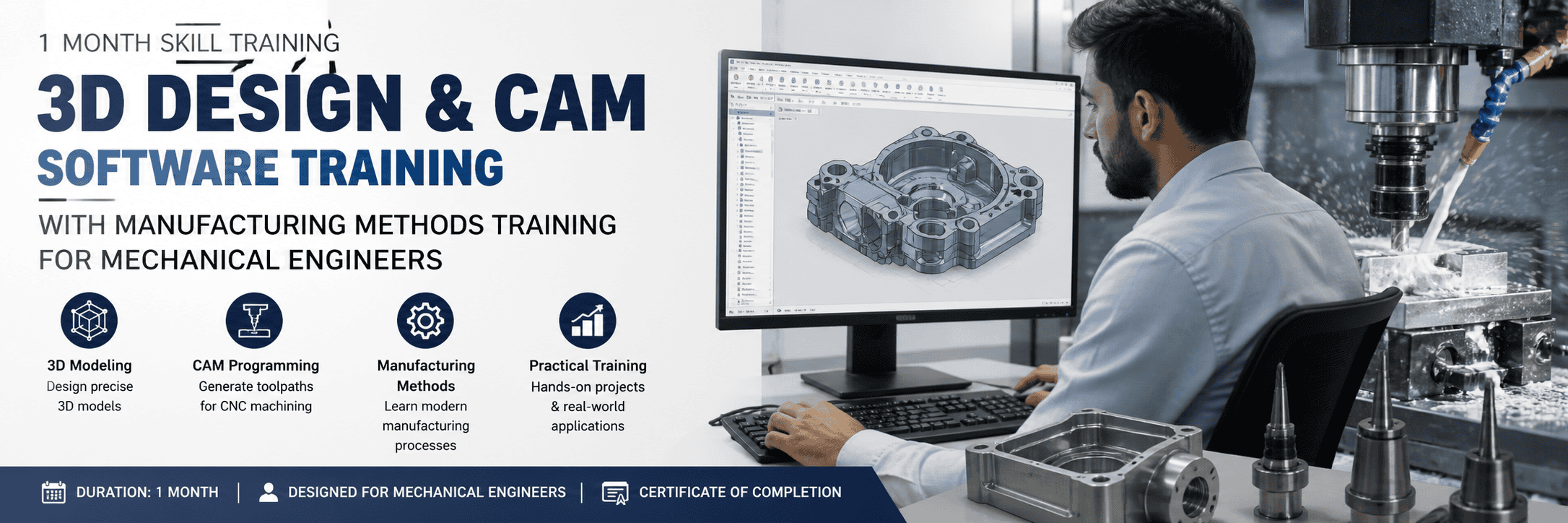 CNC Training with CAM Software + 3D CAD (Product Design for MFG)